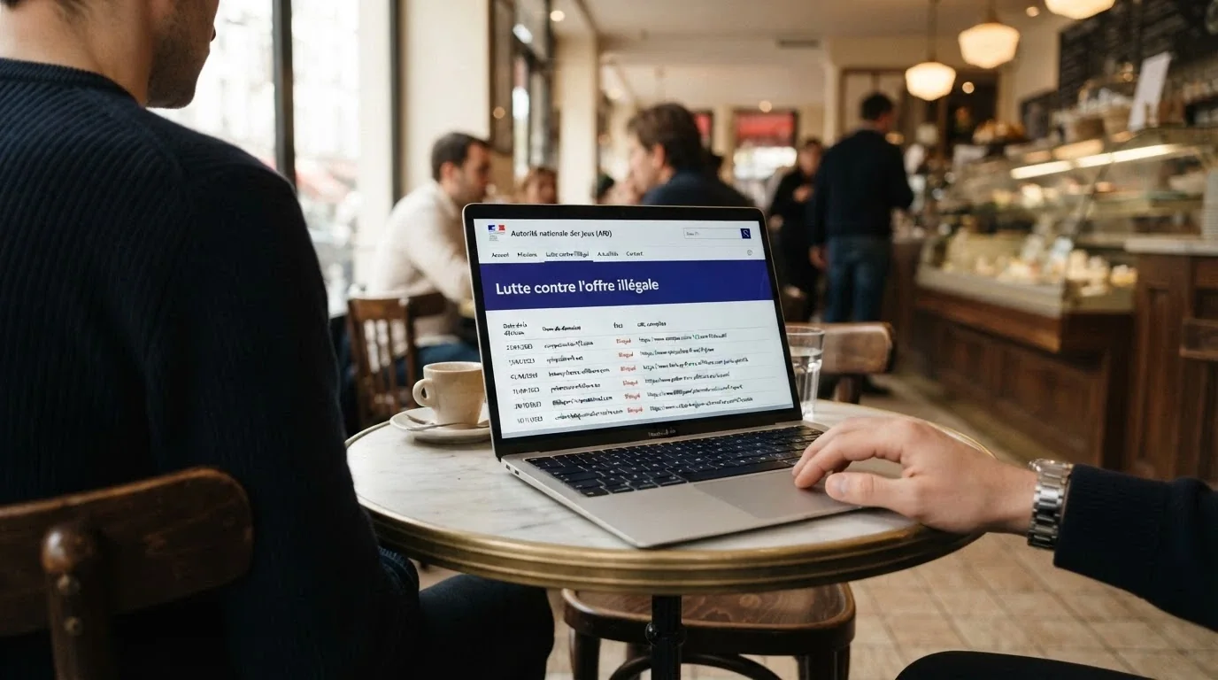 Page d'accueil du site anj.fr affichant la rubrique de lutte contre l'offre illégale et la liste des sites bloqués
