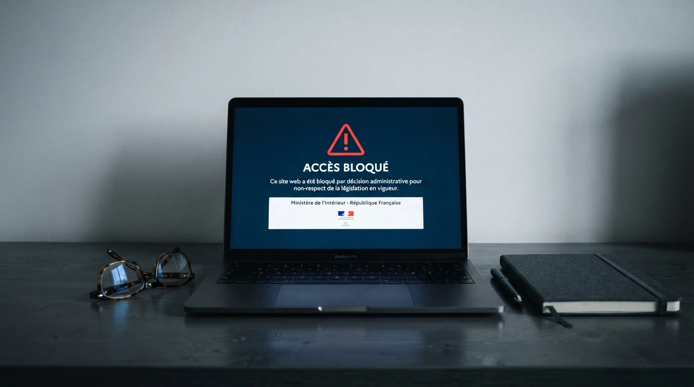 Capture d'écran de la page officielle de l'ANJ présentant la liste des sites de jeux d'argent bloqués et déréférencés en France