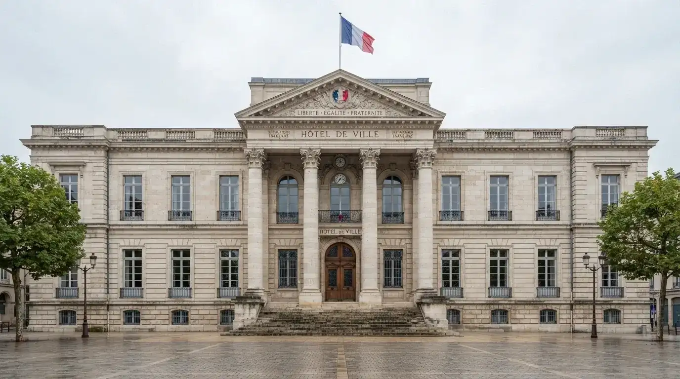 Le logo de l'Autorité nationale des jeux sur fond blanc, façade du siège de l'ANJ