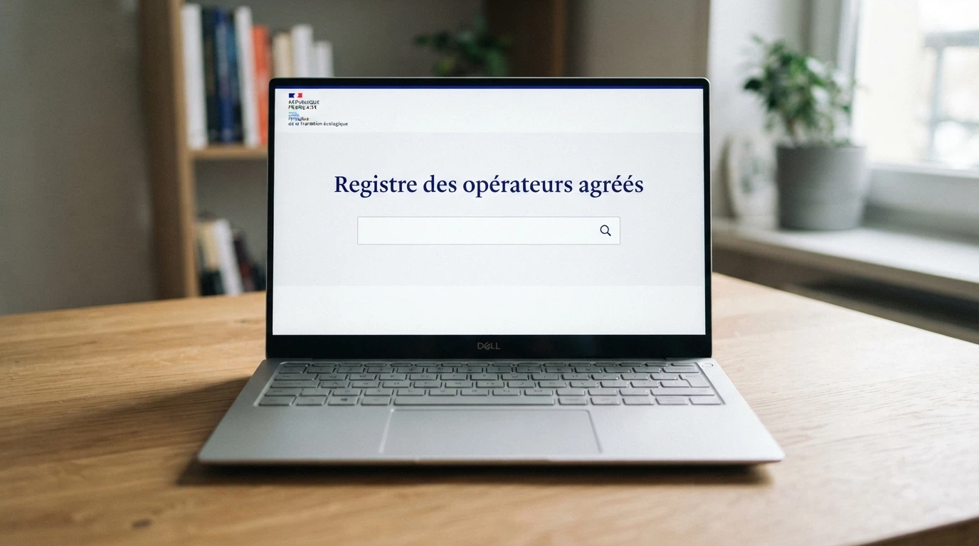 Capture d'écran du site de l'ANJ montrant la page de recherche du registre des opérateurs agréés, avec le champ de recherche vide