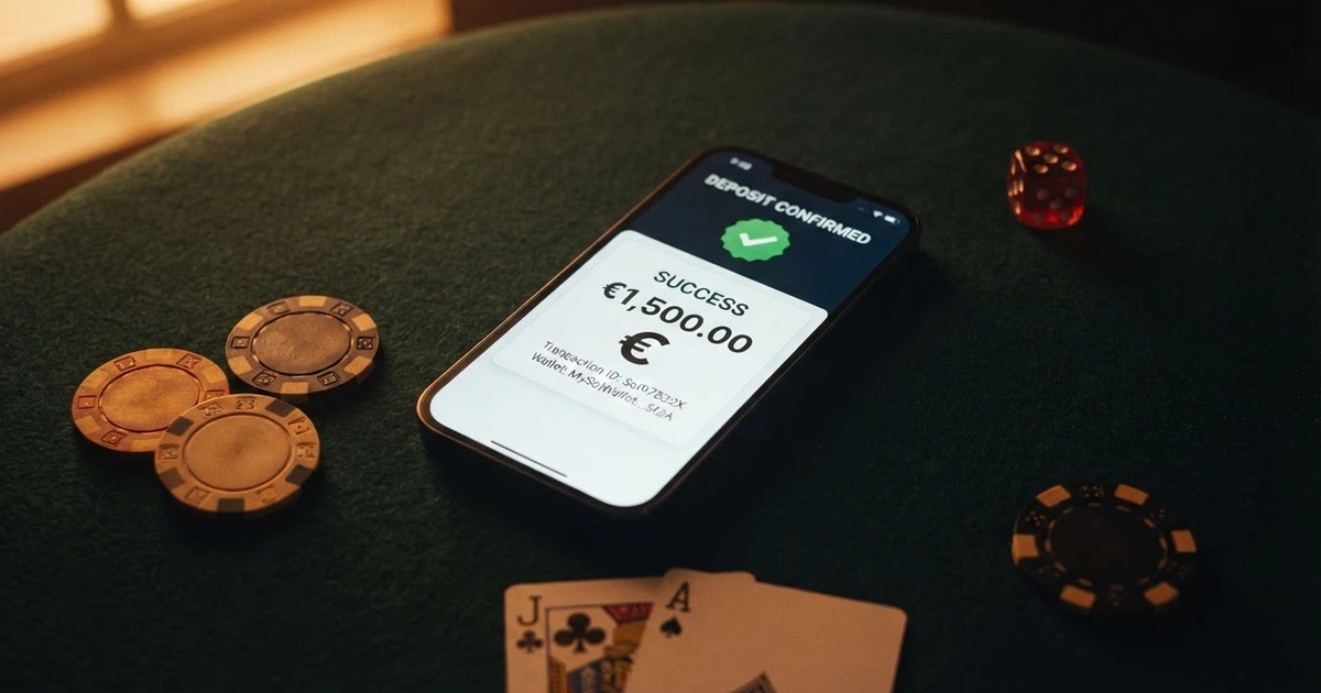 Interface d'un casino en ligne affichant l'option de dépôt en Solana, avec le logo SOL visible dans le caissier
