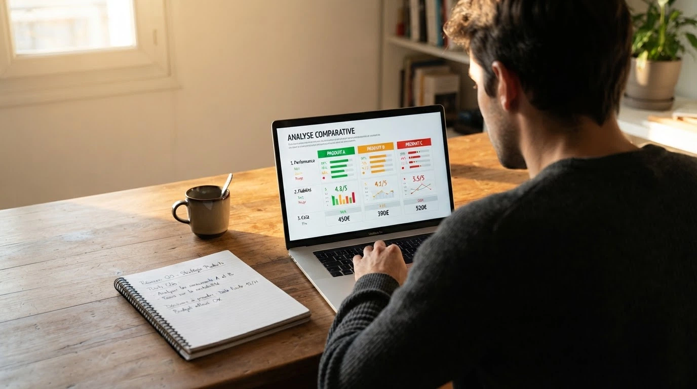 Écran comparatif de casinos en ligne avec leurs notes, bonus et méthodes de paiement