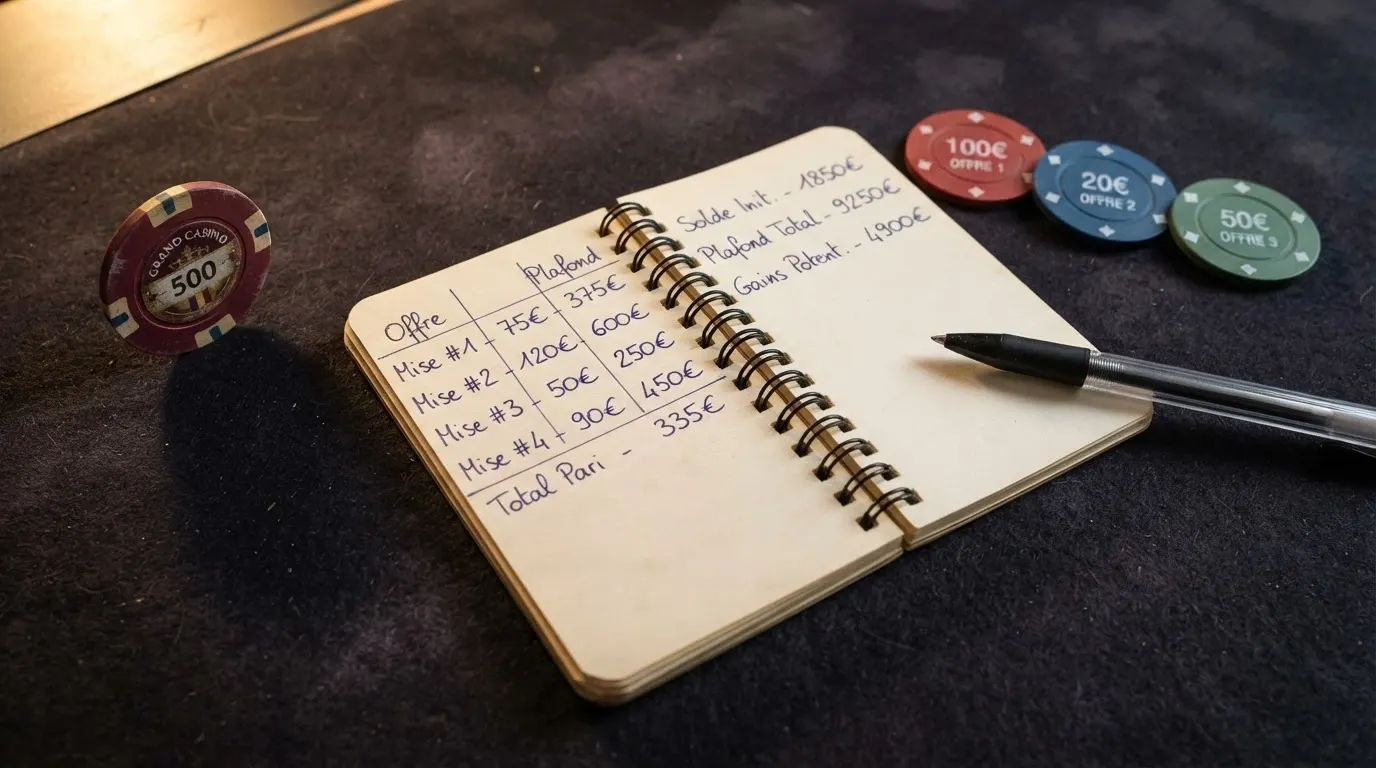 Tableau comparatif de plusieurs casinos en ligne avec leurs offres de bonus sur dépôt