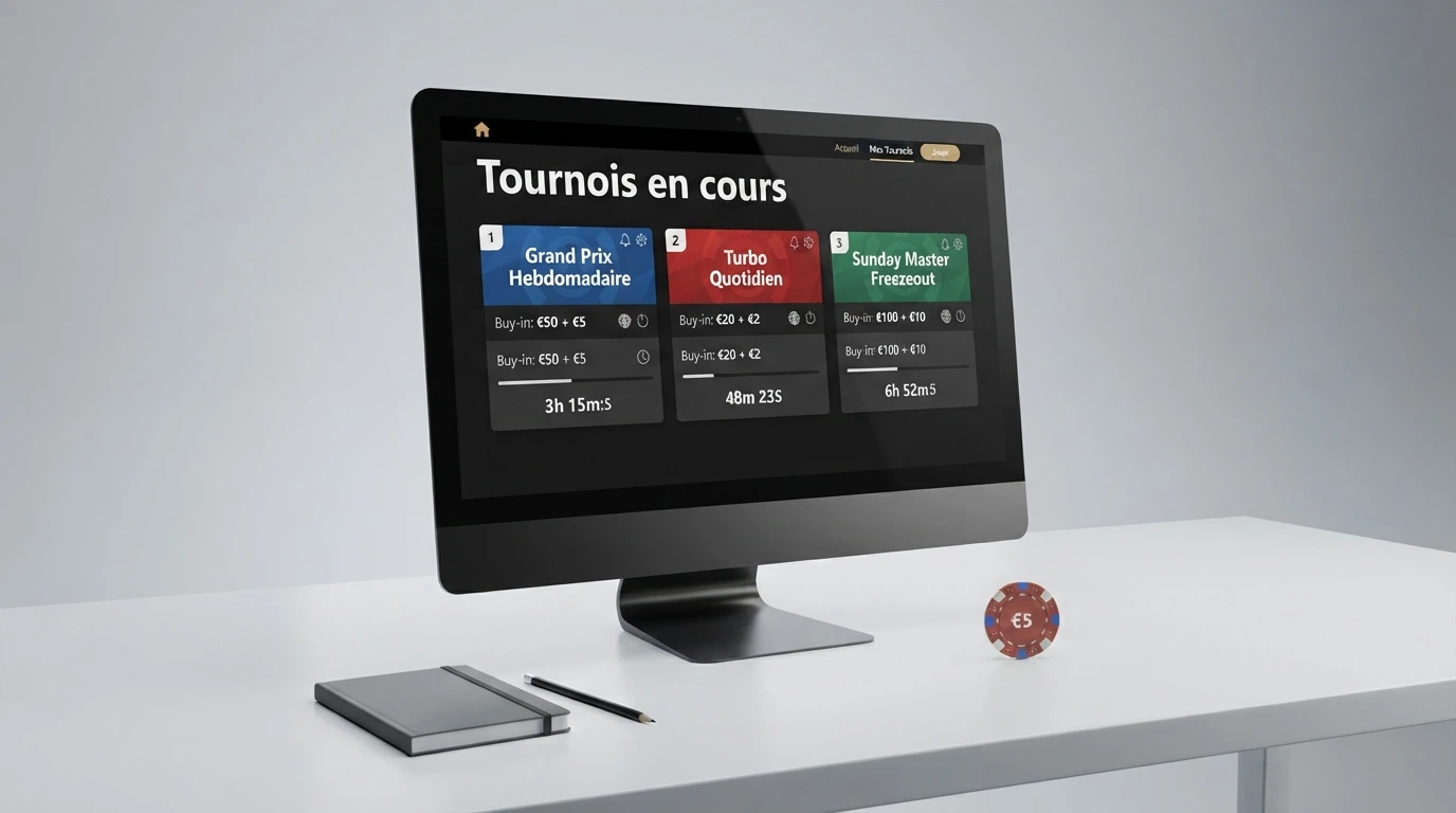 Plusieurs interfaces de casinos en ligne affichant leurs sections tournois, classements et offres de bienvenue, côte à côte sur un écran