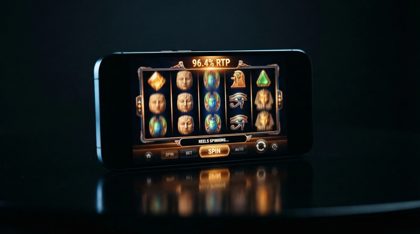 Grille de jeu d'une machine à sous Yggdrasil affichant un RTP supérieur à 96 % avec des symboles lumineux
