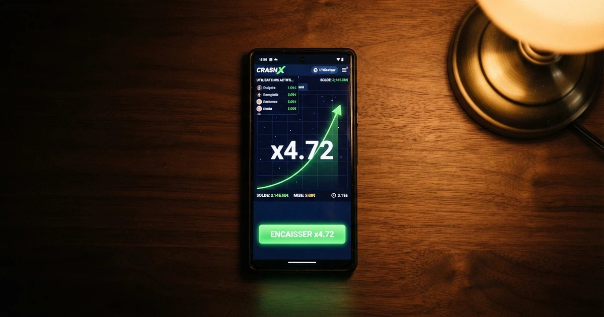 L'interface d'un jeu crash casino montrant une courbe de multiplicateur ascendante avec le bouton de cashout en évidence