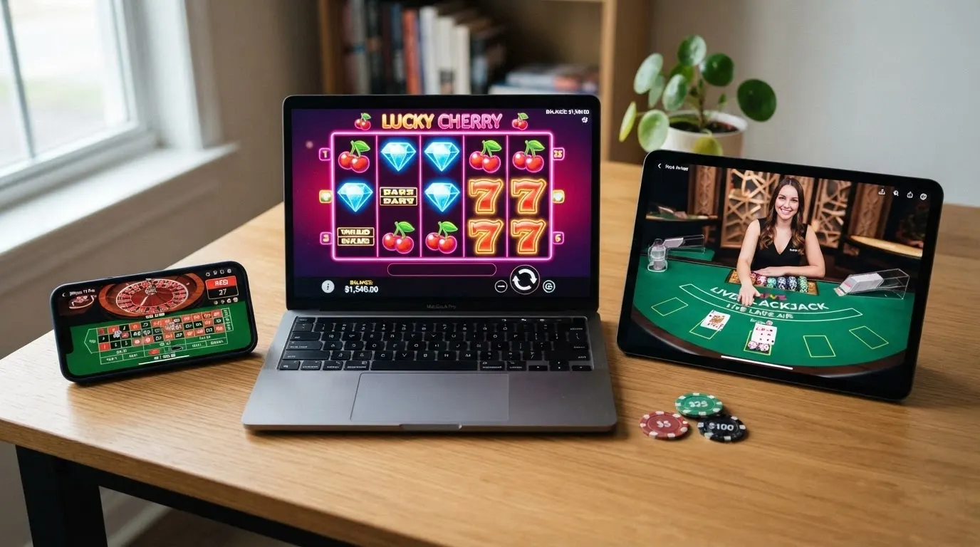Une mosaïque d'interfaces de casinos en ligne acceptant les cryptomonnaies, avec le logo Cardano visible sur chacune