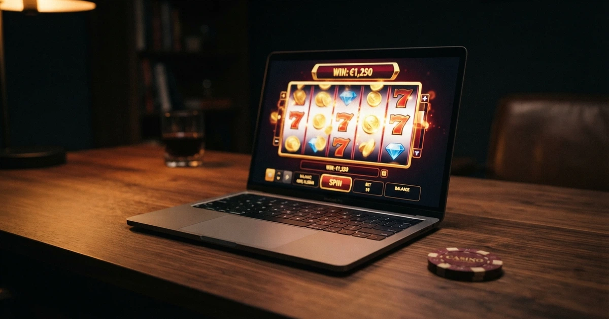 Interface d'un casino en ligne affichant une offre de bonus de bienvenue sur fond sombre