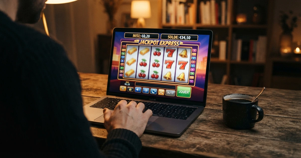 Interface d'un casino en ligne accessible sans pièce d'identité, affichant une bibliothèque de machines à sous sur écran d'ordinateur
