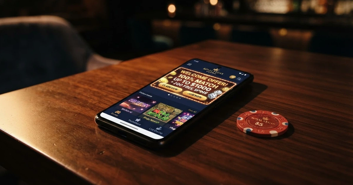 Page d'accueil d'un casino en ligne affichant une offre de bonus sans dépôt, avec l'inscription « offre de bienvenue » mise en avant sur fond sombre