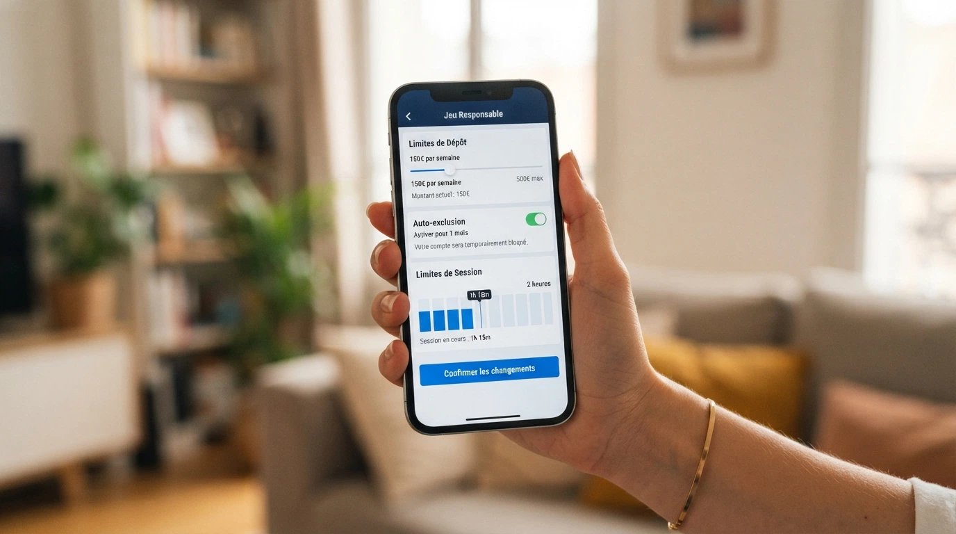 Interface de paramétrage des limites de dépôt et d'auto-exclusion sur un site de jeux en ligne