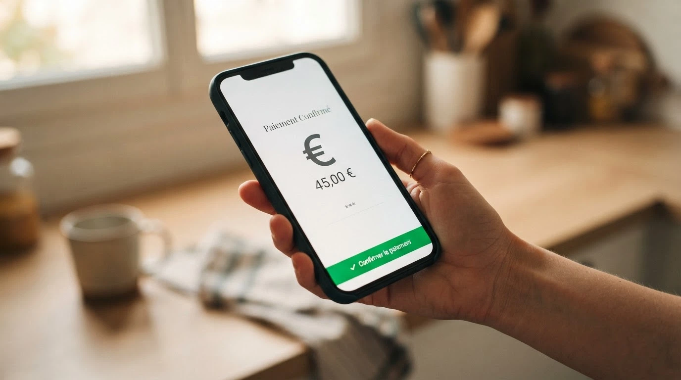 Main d'un joueur saisissant un montant de dépôt sur l'interface de paiement par carte bancaire d'un casino en ligne, avec le logo Visa et Mastercard affichés