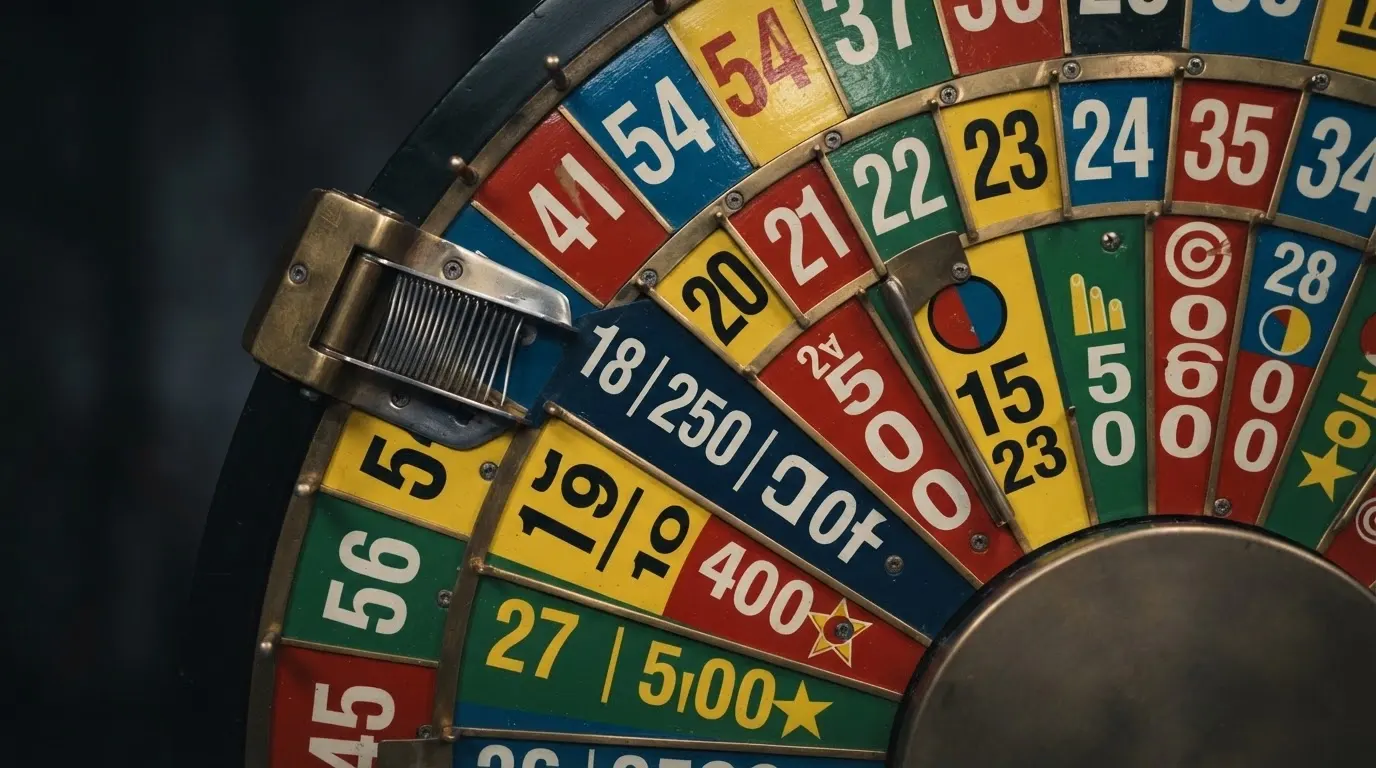La roue Crazy Time en gros plan avec ses segments numérotés et ses zones bonus colorées