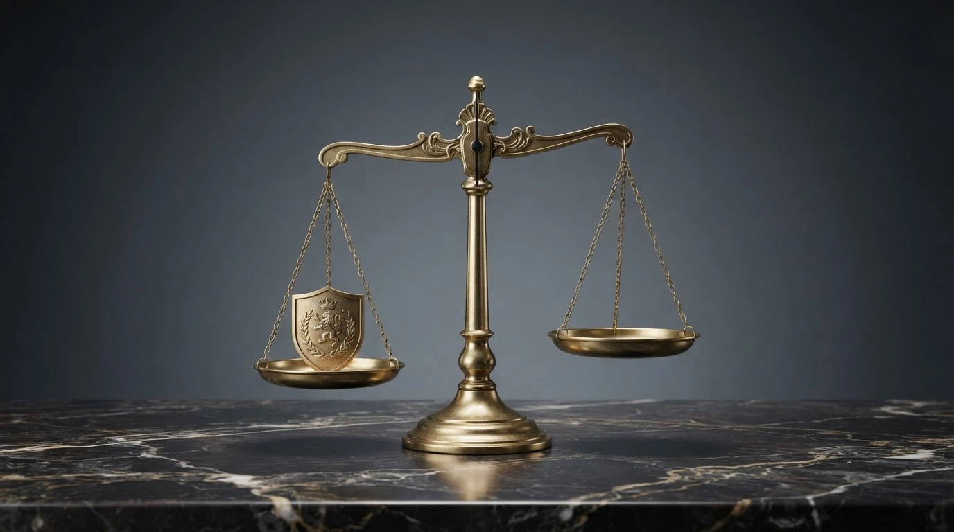 Le drapeau français et le logo de l'ANJ (Autorité nationale des jeux) sur un fond neutre, une balance de justice en filigrane